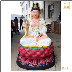 白色坐蓮花純銅觀(guān)音佛像