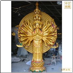 大型貼金千手觀(guān)音菩薩銅佛像