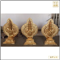 貼金小型千手觀(guān)音菩薩銅像